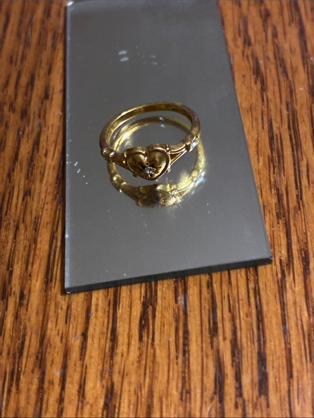 Gold Heart Ring with Clear Stone - Women Jewelry